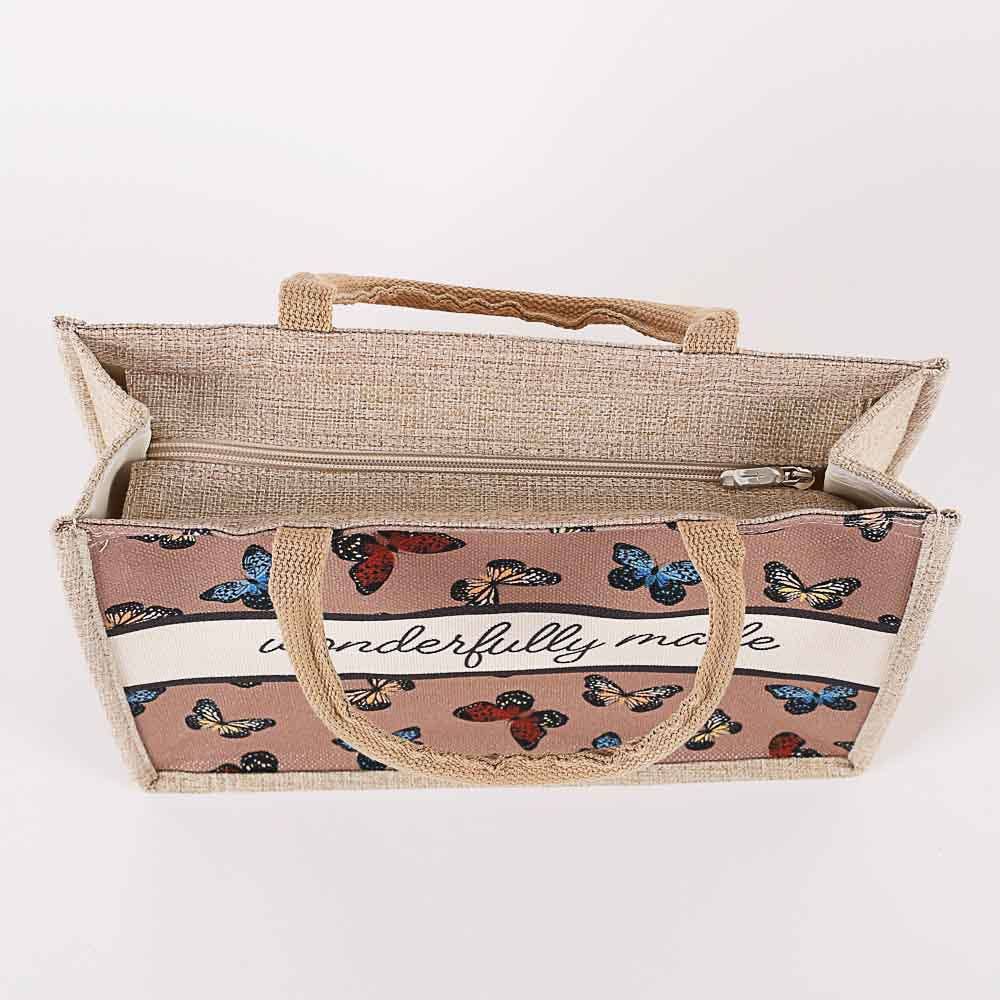 Woven Canvas Tote - Wonderfully Made - Butterflies