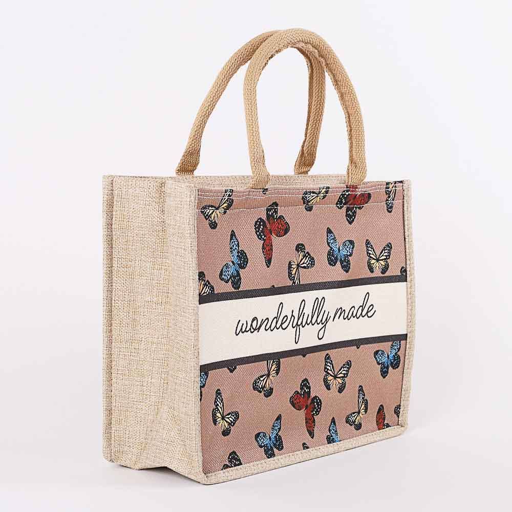 Woven Canvas Tote - Wonderfully Made - Butterflies